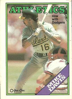 1988 O-Pee-Chee Baseball Cards 217     Mike Davis#{Now with Dodgers